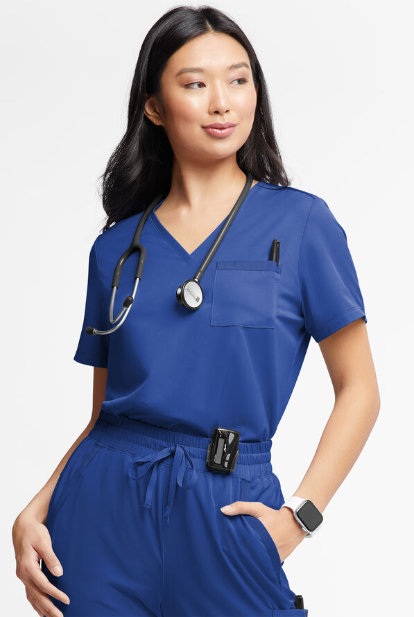 WhisperLite Zora Women's 2-Pocket Stretch V-Neck Tuck-in Scrub Top - Galaxy - 1