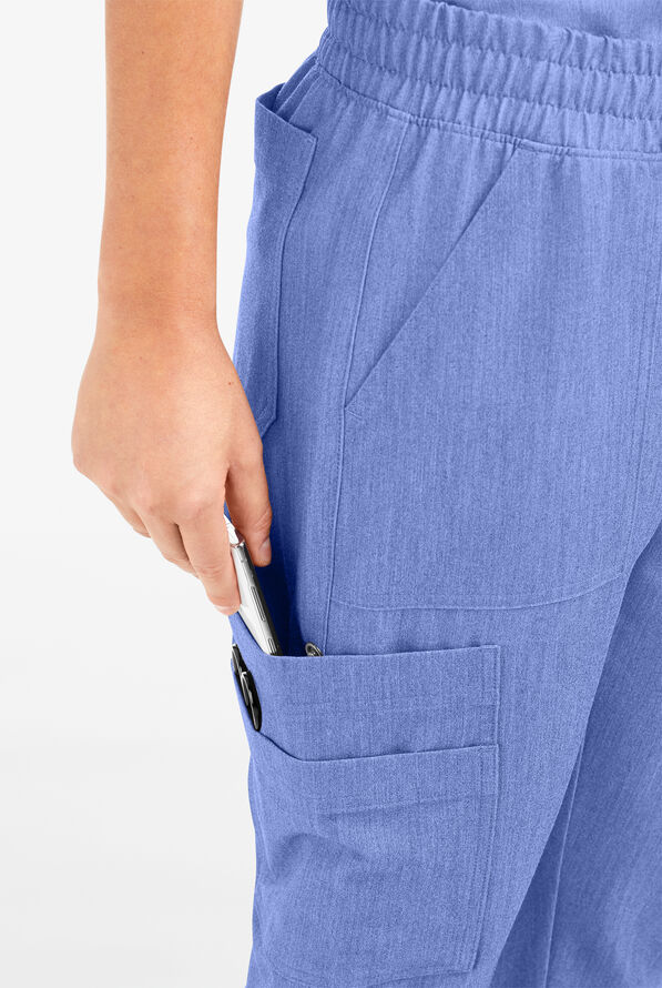 Movement by Butter-Soft Cephei Women's 11-Pocket Jogger Scrub Pants - Electric Blue Heather - 2