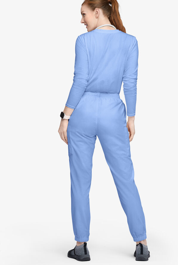 Butter-Soft Originals Women's 7-Pocket Tapered Jogger Cargo Scrub Pants - Petite - Ceil Blue - 3