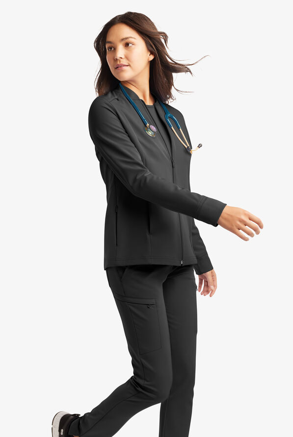 Chaqueta médica manga larga ReSurge Quartz con 6 bolsillos y cremallera para mujer - Black - 2