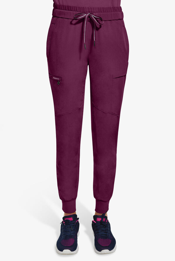Healing Hands 360 Naya Women's 6-Pocket STRETCH Elastic Jogger Drawstring Scrub Pants - Wine - 1