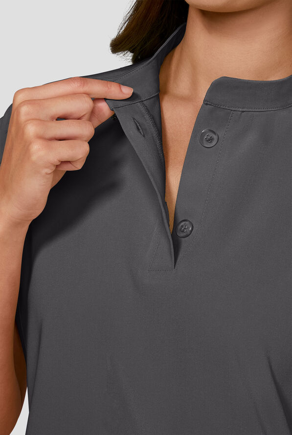 koi Next Gen Superhuman Women's 2-Pocket STRETCH Dolman Sleeve Scrub Top - Charcoal - 3