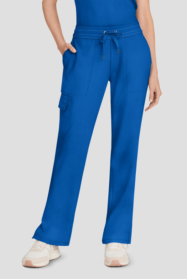 Healing Hands Quest Women's 4-Pocket STRETCH Straight Leg Drawstring Cargo Scrub Pant - Royal - 1
