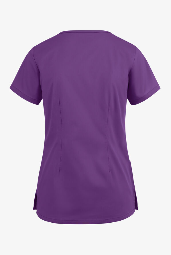 Blusa m&eacute;dica UA Butter-Soft STRETCH estilo cruzado con cuello en V y 3 bolsillos para mujer - Eggplant - 4