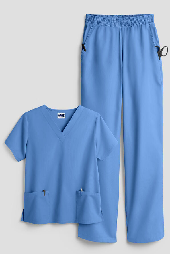 Strictly Scrubs Women's 4-Pocket Scrub Set - Ceil Blue - 1