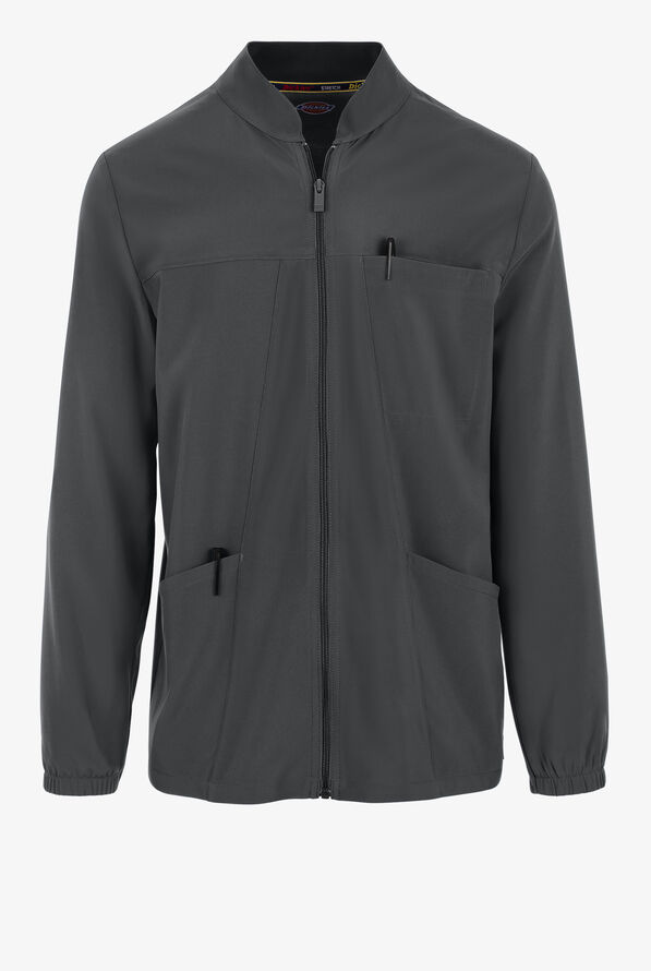 Dickies EDS Essentials Men's 3-Pocket STRETCH Zip Front Scrub Jacket - Pewter - 1
