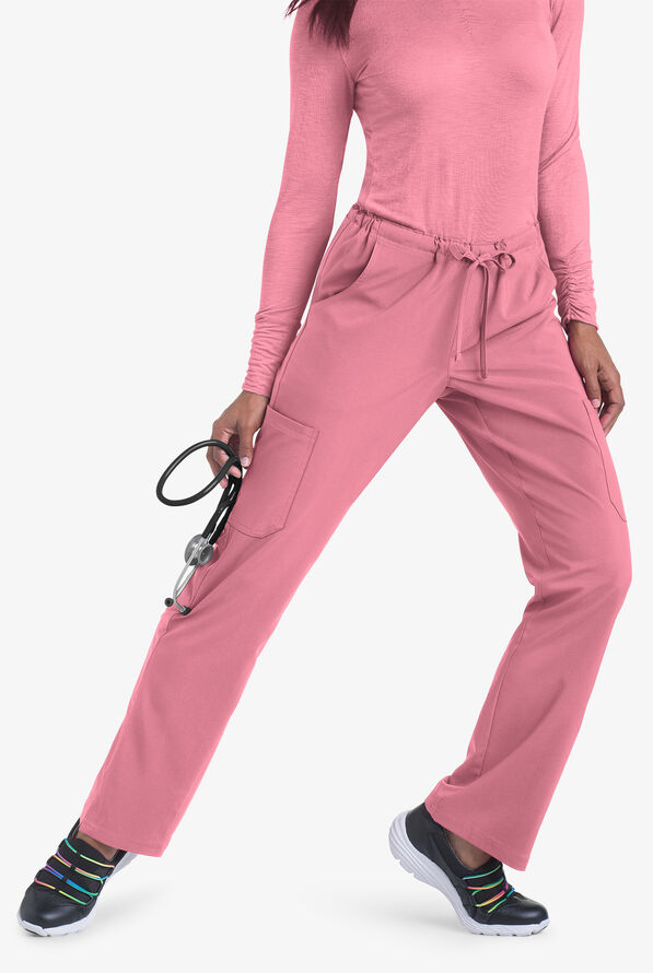 Easy STRETCH Eden Women's 4-Pocket Drawstring Scrub Pants - Tea Rose - 3