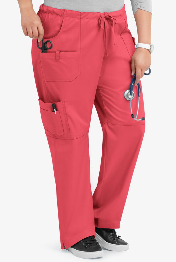 Pantal&oacute;n m&eacute;dico Butter-Soft STRETCH con cord&oacute;n y 10 bolsillos para mujer - Coral Spice - 4