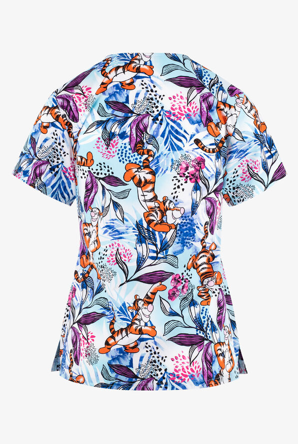 Blusa m&eacute;dica estampada Tooniforms Tropical Tigger from Winnie The Pooh STRETCH con cuello en V y 3 bolsillos para mujer - null - 2