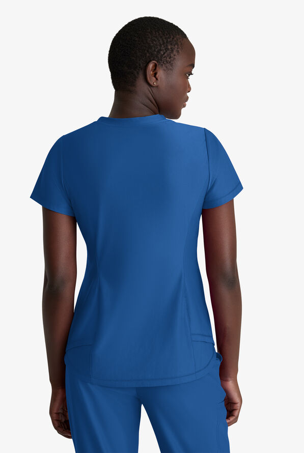 Skechers by Barco Slip-ins Flow Women's 1-Pocket STRETCH Tulip Hem Tuck In V-Neck Scrub Top - Royal - 3