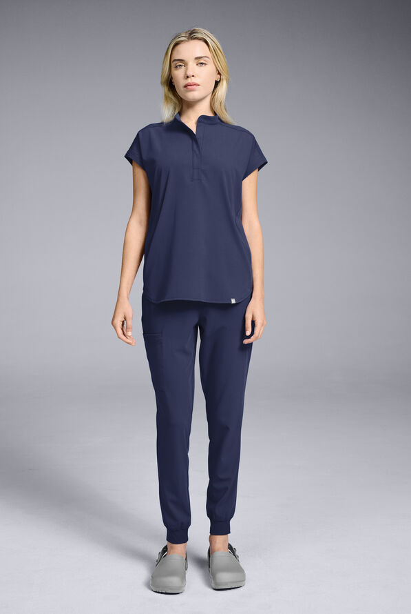 Hypothesis Women's Meta Oversized Dolman Sleeve Scrub Top - Navy - 4