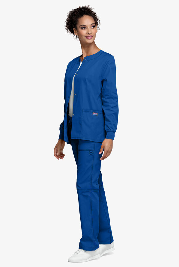 Cherokee Workwear Women's 3-Pocket Snap Front Scrub Jacket - Galaxy - 4