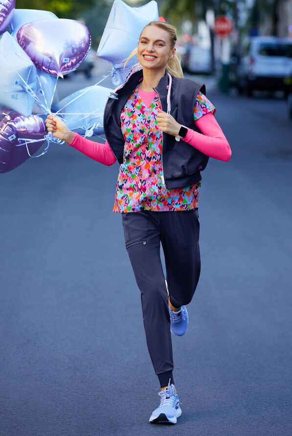 Zavate Ava Therese Lovestuck Women's 2-Pocket STRETCH V-Neck Print Scrub Top - null - 3