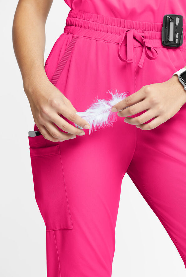 WhisperLite Calla Women's 6-Pocket Ruched Leg Cargo Scrub Pants - Reactive Pink - 4