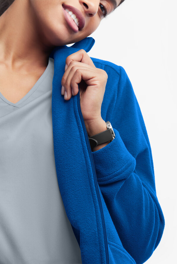 Chaqueta médica UA Butter-Soft STRETCH de vellón con cremallera y 2 bolsillos para mujer - Royal - 3