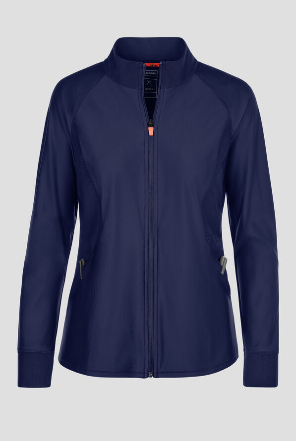 Infinity GNR8 Kinetic Knit Women's 2-Pocket STRETCH Warm-Up Scrub Jacket - Navy - 1