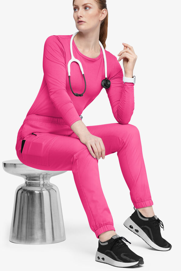 Butter-Soft Originals Women's 7-Pocket Tapered Jogger Cargo Scrub Pants - Tall - Fuchsia - 4