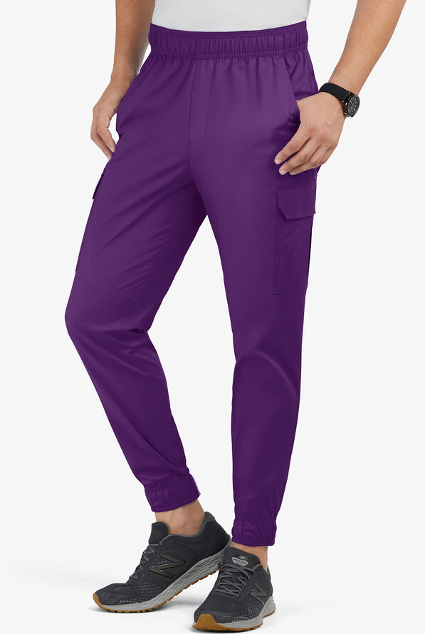 Pantalón médico UA Butter-Soft STRETCH estilo cargo jogger con 7 bolsillos para hombre - Eggplant - 1