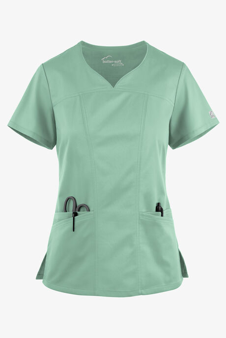 Butter-Soft STRETCH Women's 4-Pocket Sweetheart Neck Scrub Top