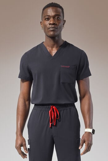 Hypothesis (RED) Omni V Men's 1-Pocket Tuck In V-Neck Scrub Top