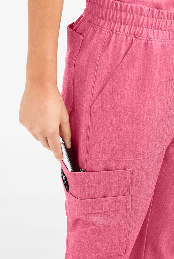 Movement by Butter-Soft Cephei Women's 11-Pocket Jogger Scrub Pants - Bright Pink Heather - 2