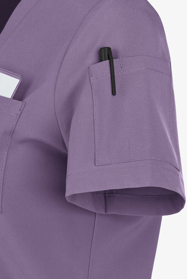 Easy STRETCH Chloe Women's 3-Pocket V-Neck Tuck-In Scrub Top - Purple Dusk - 5