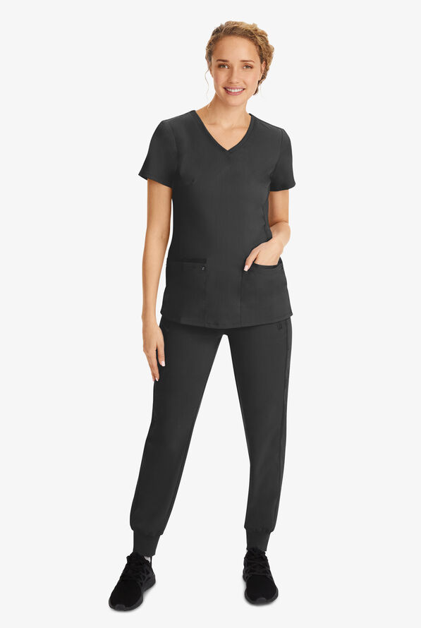 Healing Hands Purple Label Juliet Women's 2-Pocket STRETCH Princess Seam Scrub Top - Black - 6