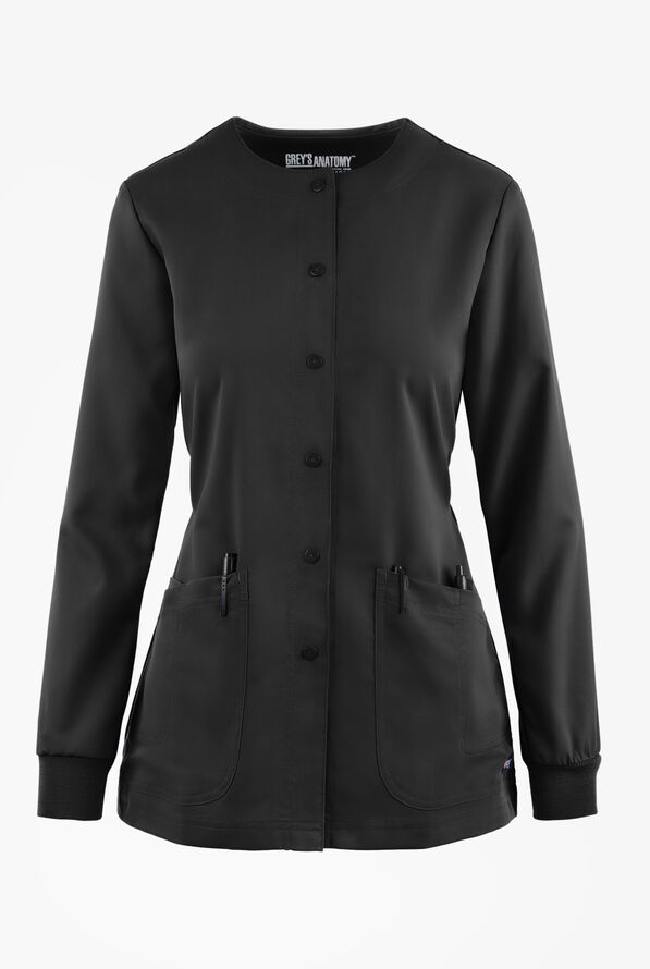 Chaqueta médica abrigada Grey's Anatomy de corte moderno con cuello redondo y 4 bolsillos para mujer - Black - 1