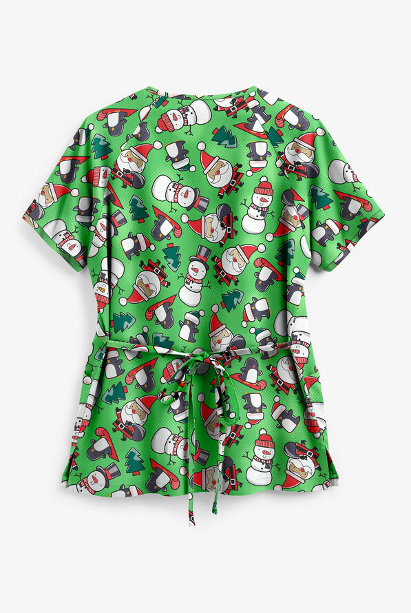 Scrub Top- Santa on Green