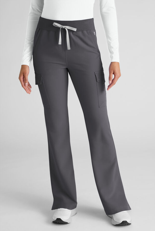 ReSurge Avon Women's 7-Pocket Flare Leg Cargo Scrub Pant - Pewter - 1