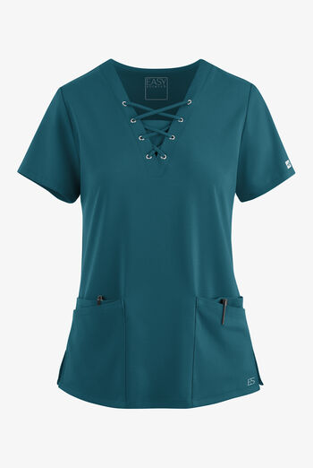 Easy STRETCH Gisele Women's 4-Pocket Lace Up V-Neck Scrub Top