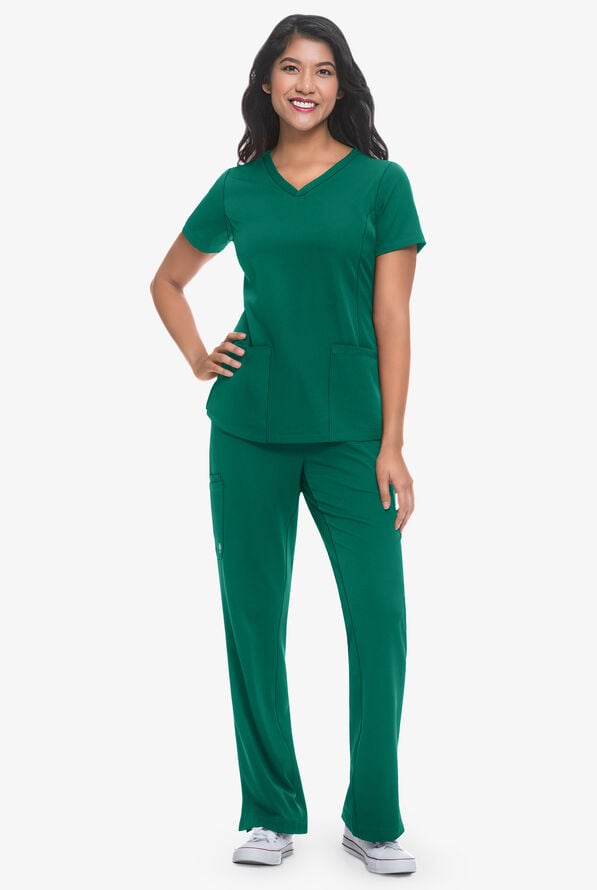 HH Works by Healing Hands Monica Women's 4-Pocket STRETCH V-Neck Scrub Top - Hunter - 2