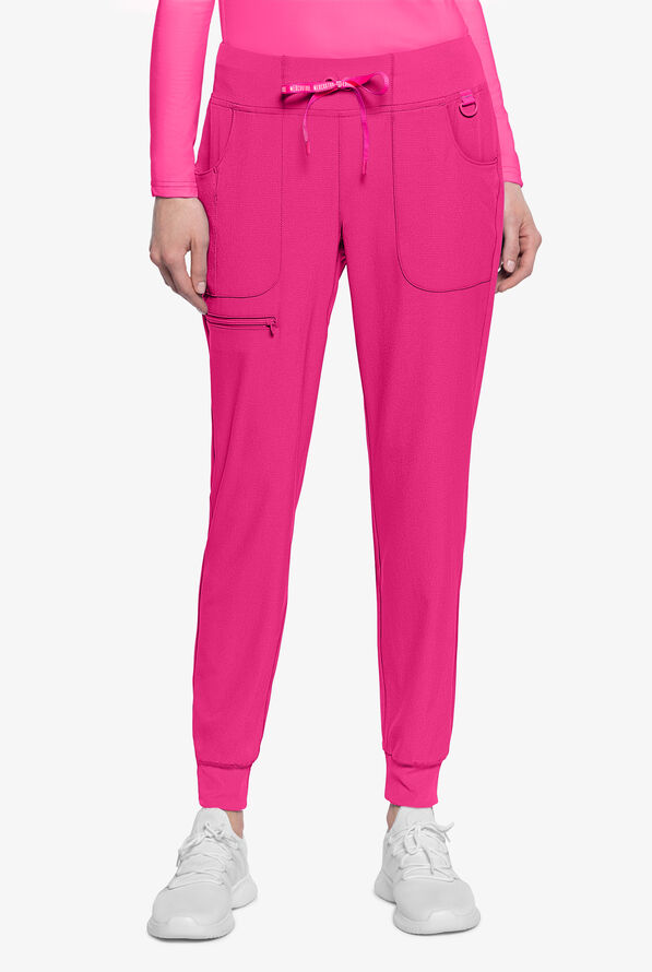Med Couture Amp Women's 6-Pocket STRETCH Jogger Scrub Pant - Pink Power - 1