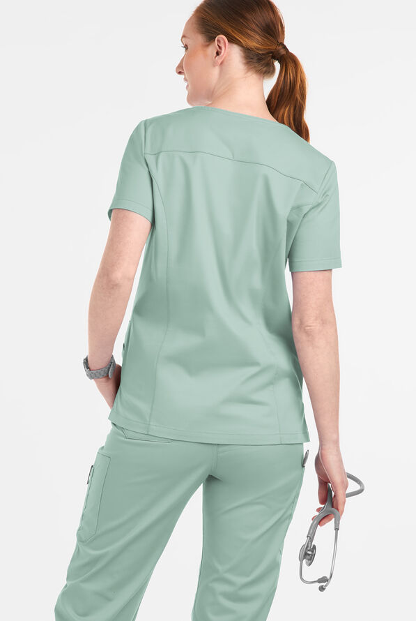 Blusa m&eacute;dica UA Butter-Soft STRETCH Crystal Bling con 6 bolsillos para mujer - Eucalyptus Leaf - 3