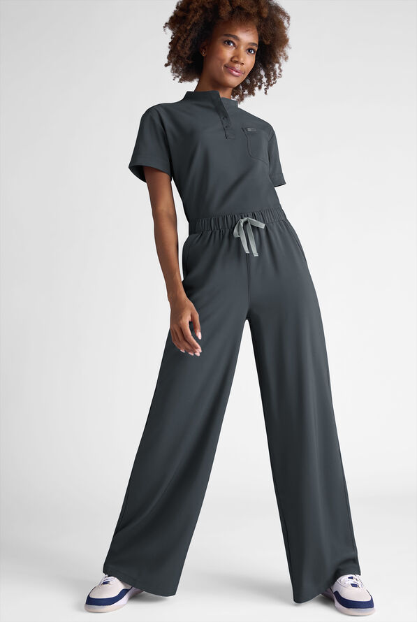 Easy STRETCH Hunter Women's 6-Pocket Relaxed Fit Wide Leg Scrub Pant - Pewter - 2