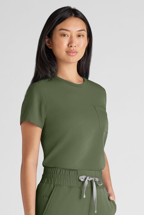 Blusa médica ReSurge Citrine con cuello curvo para mujer