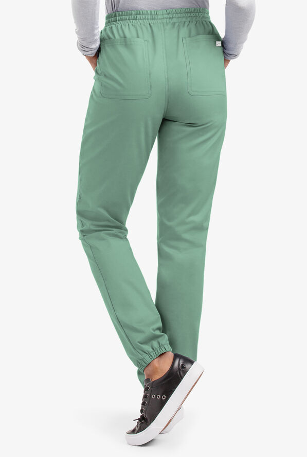 Butter-Soft STRETCH Women's 5-Pocket Jogger Scrub Pants - Petite - Water Mint - 2