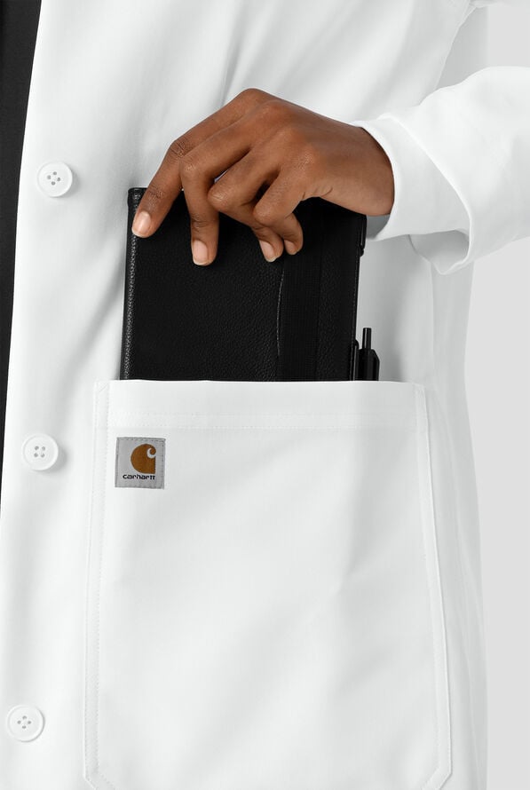 Bata de laboratorio Carhartt Performance Layers de 38" de largo con 6 bolsillos para mujer - White - 8