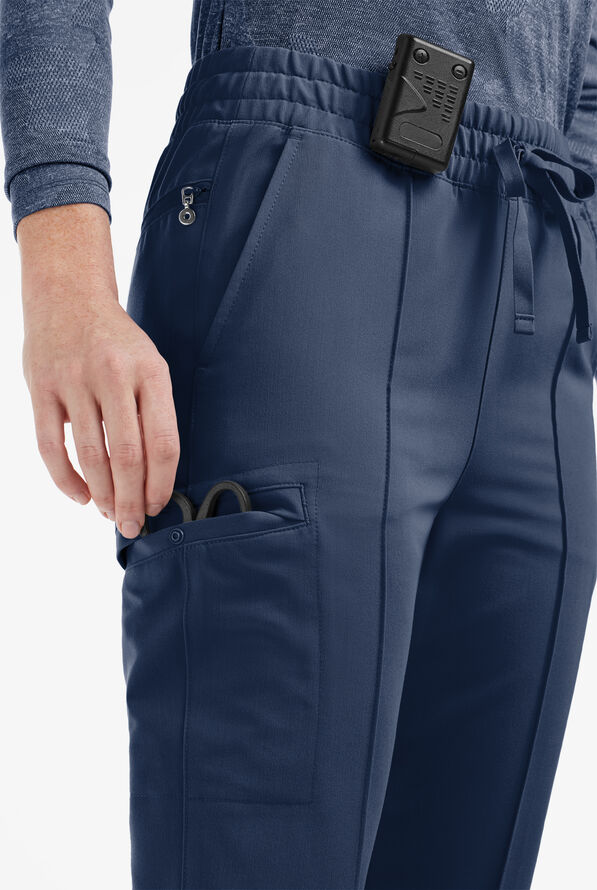 Movement by Butter-Soft Capricorn Women’s 7-Pocket Skinny Pintuck Scrub Pants - Navy - 3