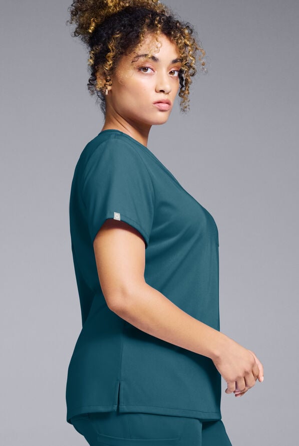 Hypothesis Women's Base V-Neck Tuck-In Scrub Top - Caribbean Blue - 5