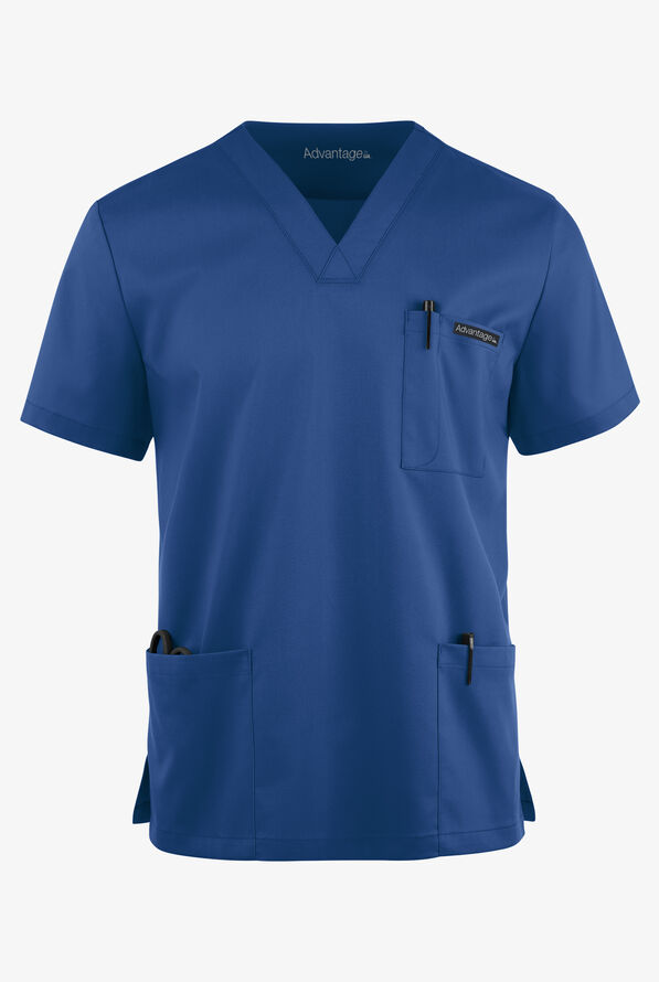 Advantage STRETCH Men's 6-Pocket V-Neck Scrub Top - Royal - 1