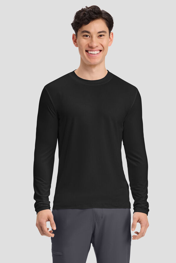 Cherokee Men's STRETCH Long Sleeve Knit Underscrub - Black - 2