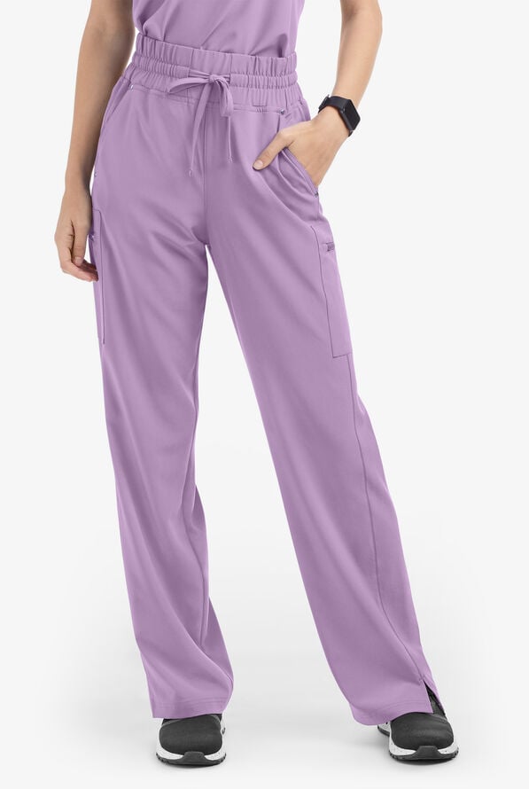 Easy STRETCH Ellie Women's 5-Pocket High Waisted Wide Leg Scrub Pants - Amethyst Mist - 1