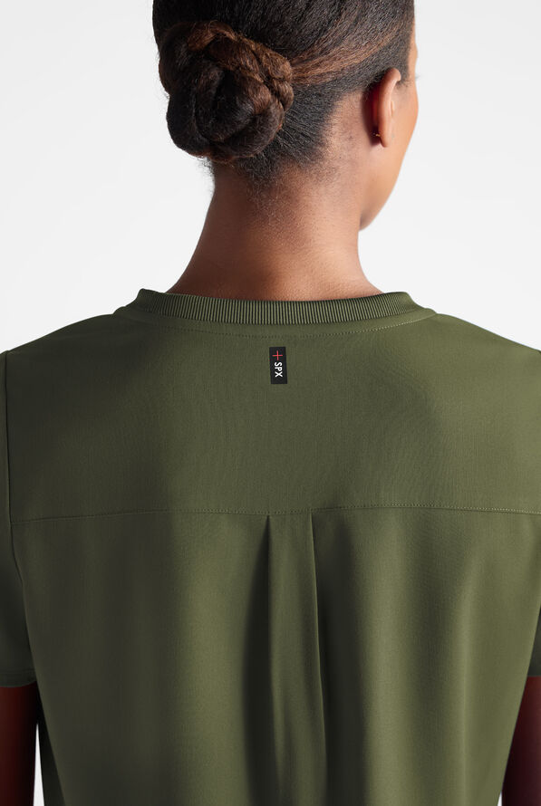 Grey's Anatomy by Barco Emerge Ally Women's 1-Pocket STRETCH Crew Neck Tuck In Scrub Top - Olive - 7
