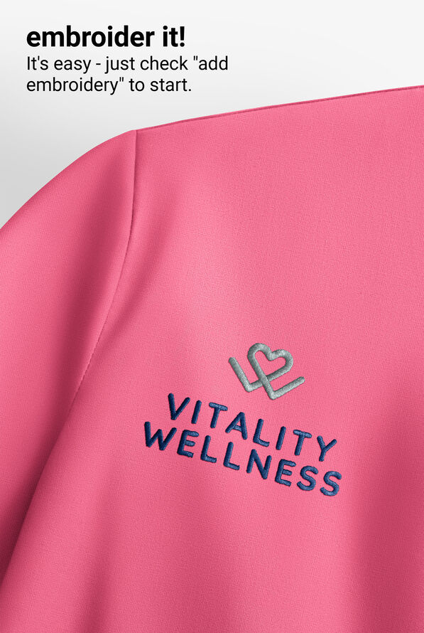 Blusa m&eacute;dica Infinity Pursuit STRETCH con cuello en V de punto acanalado y 1 bolsillo para mujer - Tropical Pink - 7