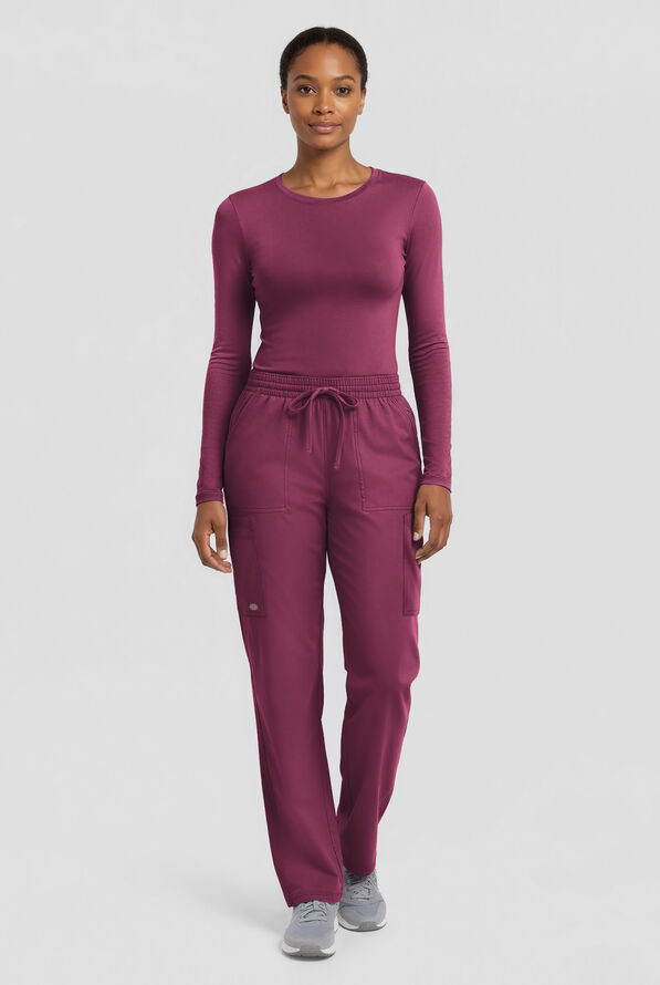 Dickies Forge Women's 6-Pocket Straight Leg Cargo Scrub Pants - Petite - Wine - 4
