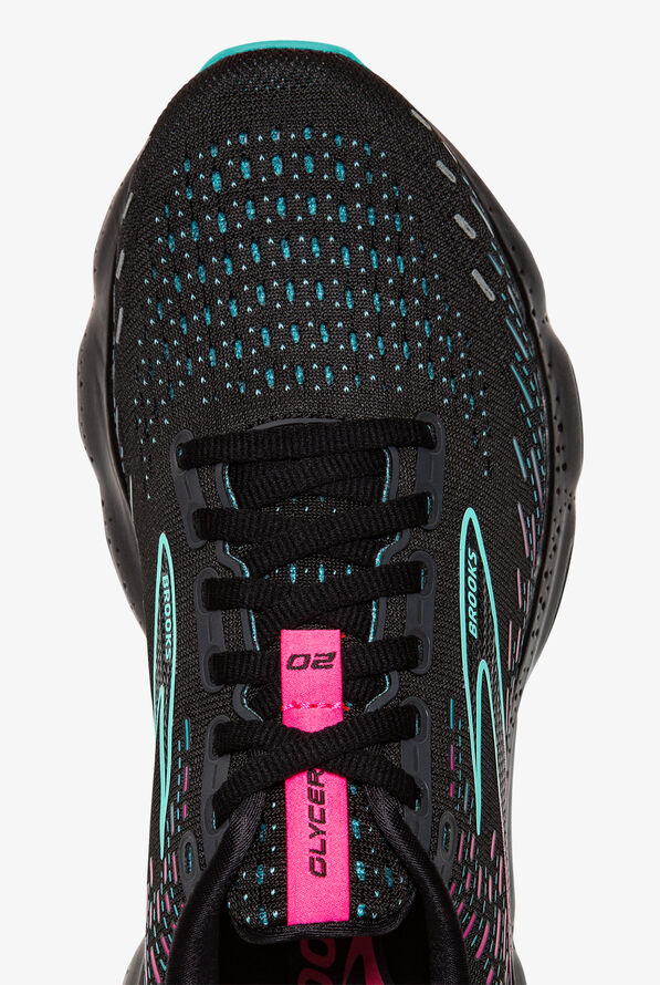 Brooks Women's Glycerin Black/Blue Light/Pink Athletic Lace Up Nursing Shoes - null - 2