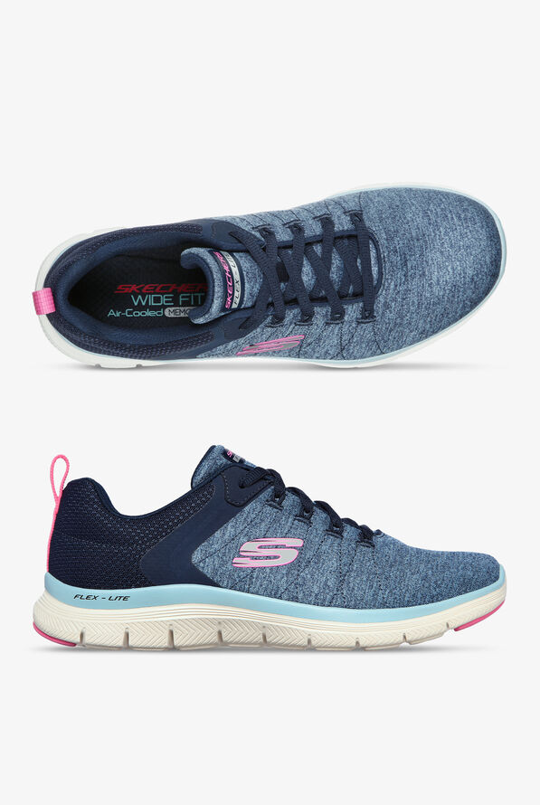 Skechers Sport Women's Flex Appeal 4.0 Navy/Pink Athletic Lace Up Nursing Shoes - null - 1