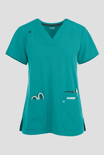 Blusa m&eacute;dica Koi Next Gen Hustle and Hear con cuello en V y 3 bolsillos para mujer