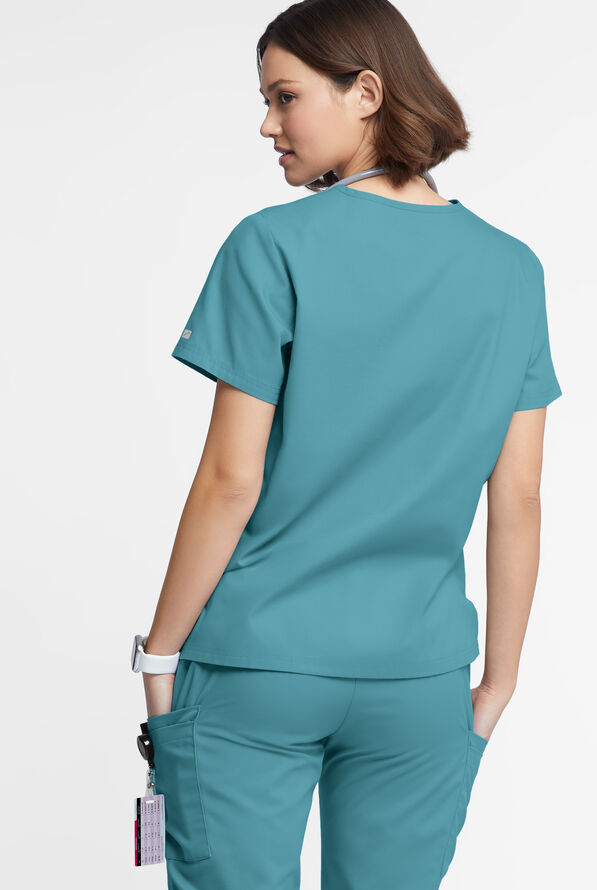 Butter-Soft Originals Women's 2-Pocket V-Neck Scrub Top - Delphinium Blue - 3